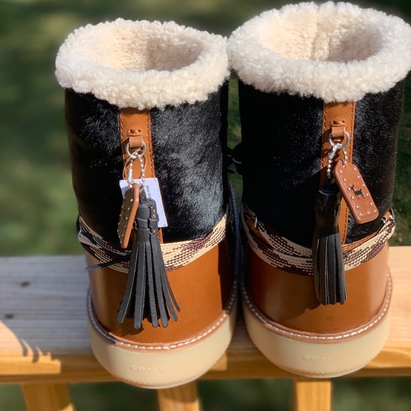 Coach Shearling Boot in Haircalf Black Sienna Sz 8 - Picture 4 of 7